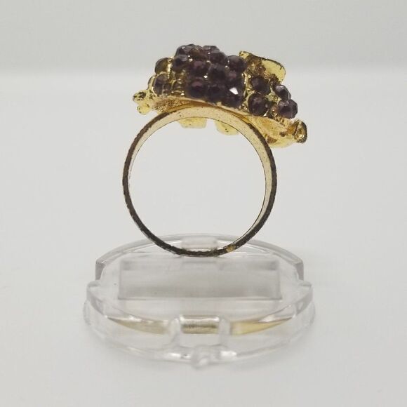 Gold Purple Stones Elephant Ring - Picture 4 of 5